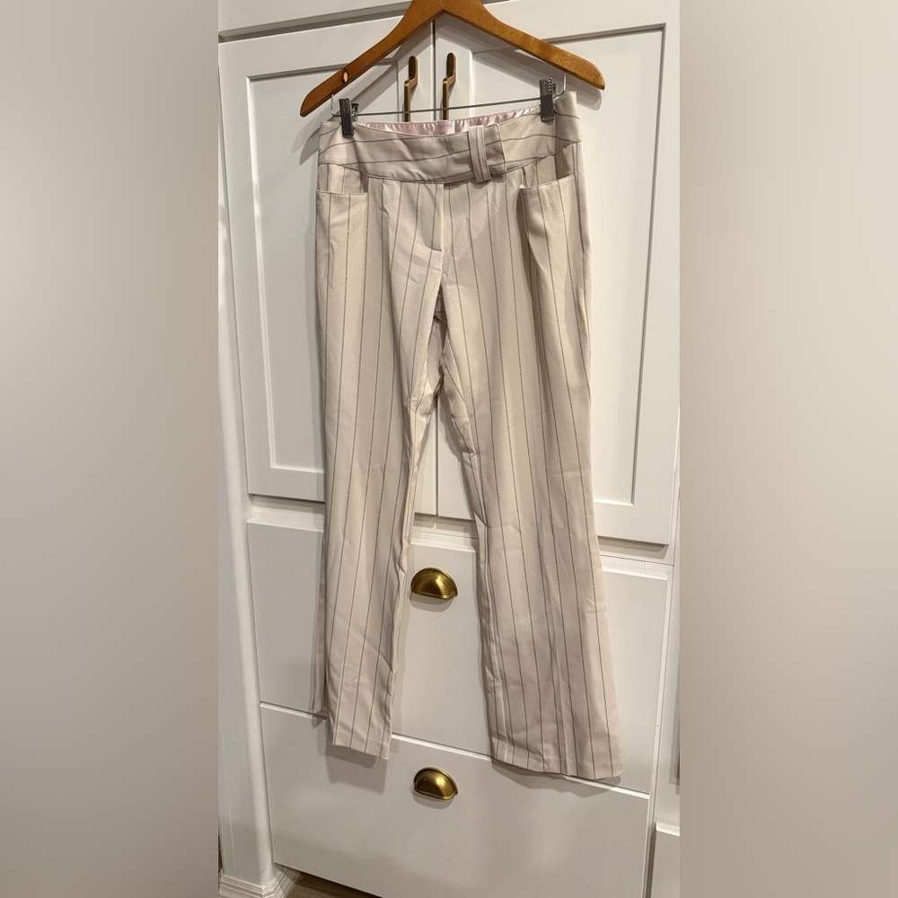 Vintage Striped Ivory & Black Pin Striped Pants size 6 by Rag